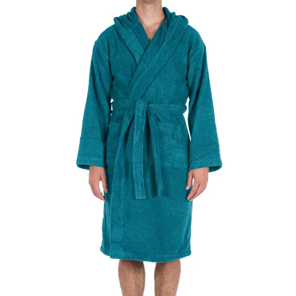 Accappatoio In Spugna 100% Cotone Con Cappuccio E Tasche - Unisex, Morbido E Assorbente, Per Uomo E Donna