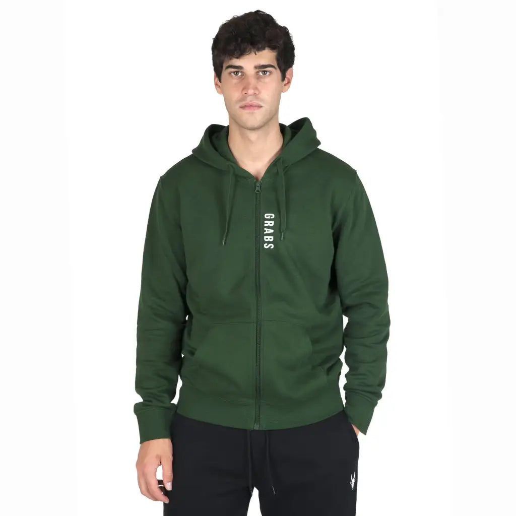 Felpa uomo con zip e cappuccio in cotone felpato ecosostenibile Grabs