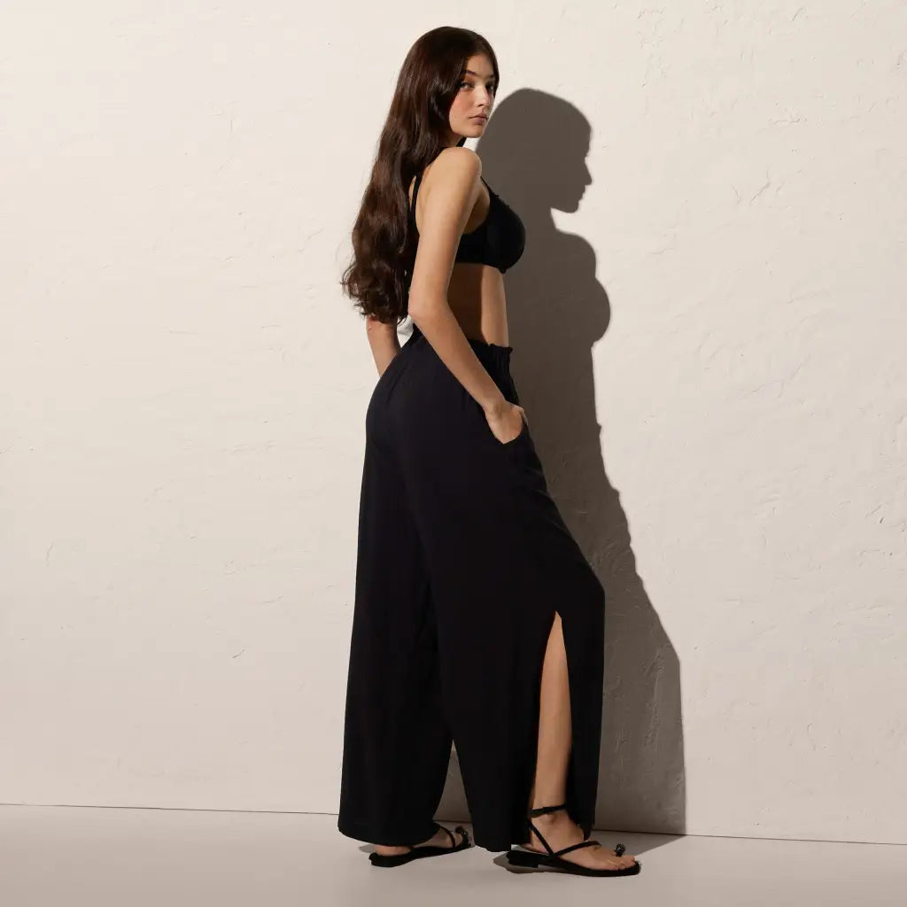 YSABEL MORA | Pantalone donna ampio con spacchi laterali