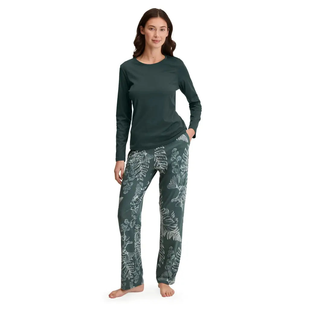 Calida pigiama donna a paricollo a manica lunga in cotone e