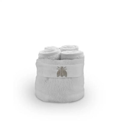 DAUNEX | Set 4 lavette in spugna di cotone con cestino