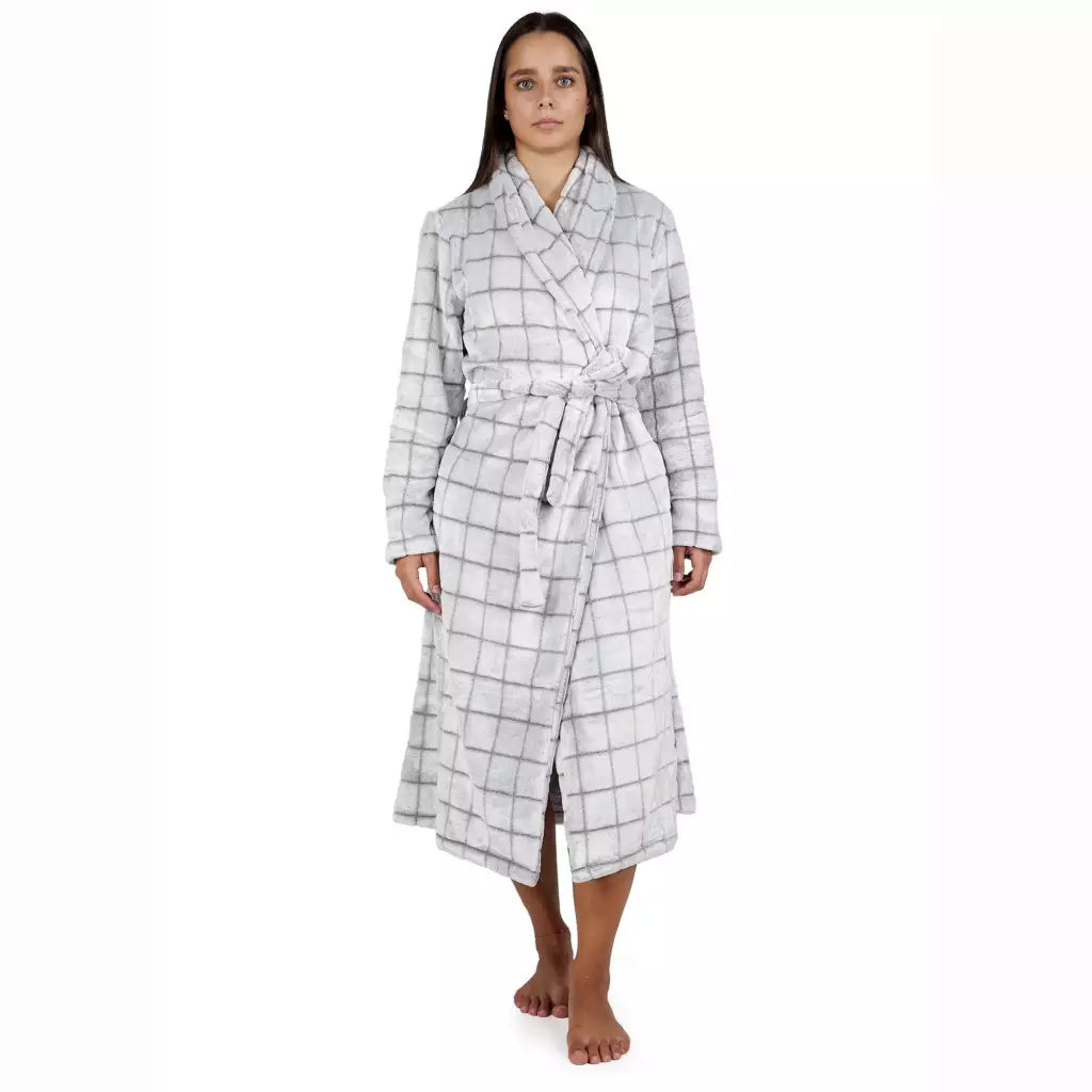 Maryplaid maryhome vestaglia donna lunga con collo a scialle e cintura maryhome Mariotti Lab Digital Store