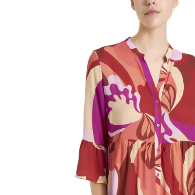 RAGNO | Abito lungo donna con manica a 3/4 aperto davanti