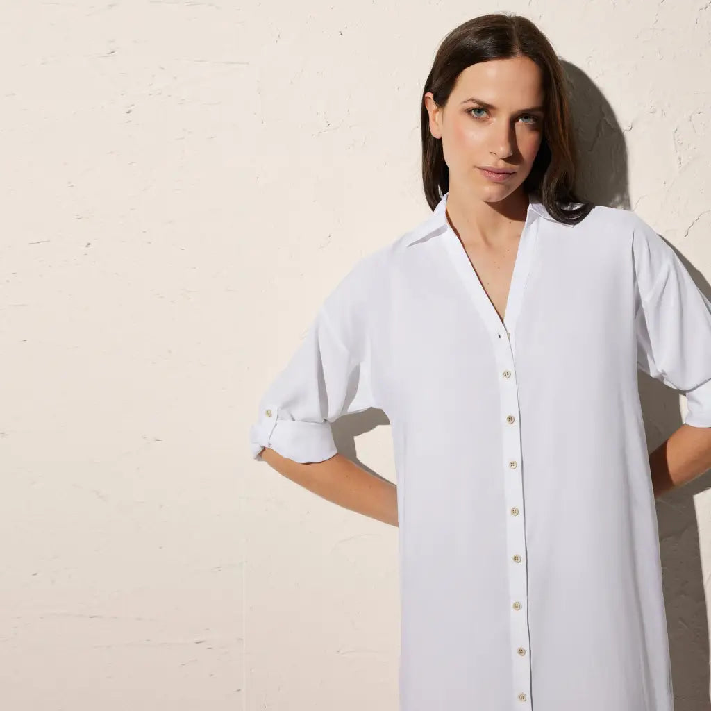 YSABEL MORA | Abito maxi camicia con colletto in viscosa