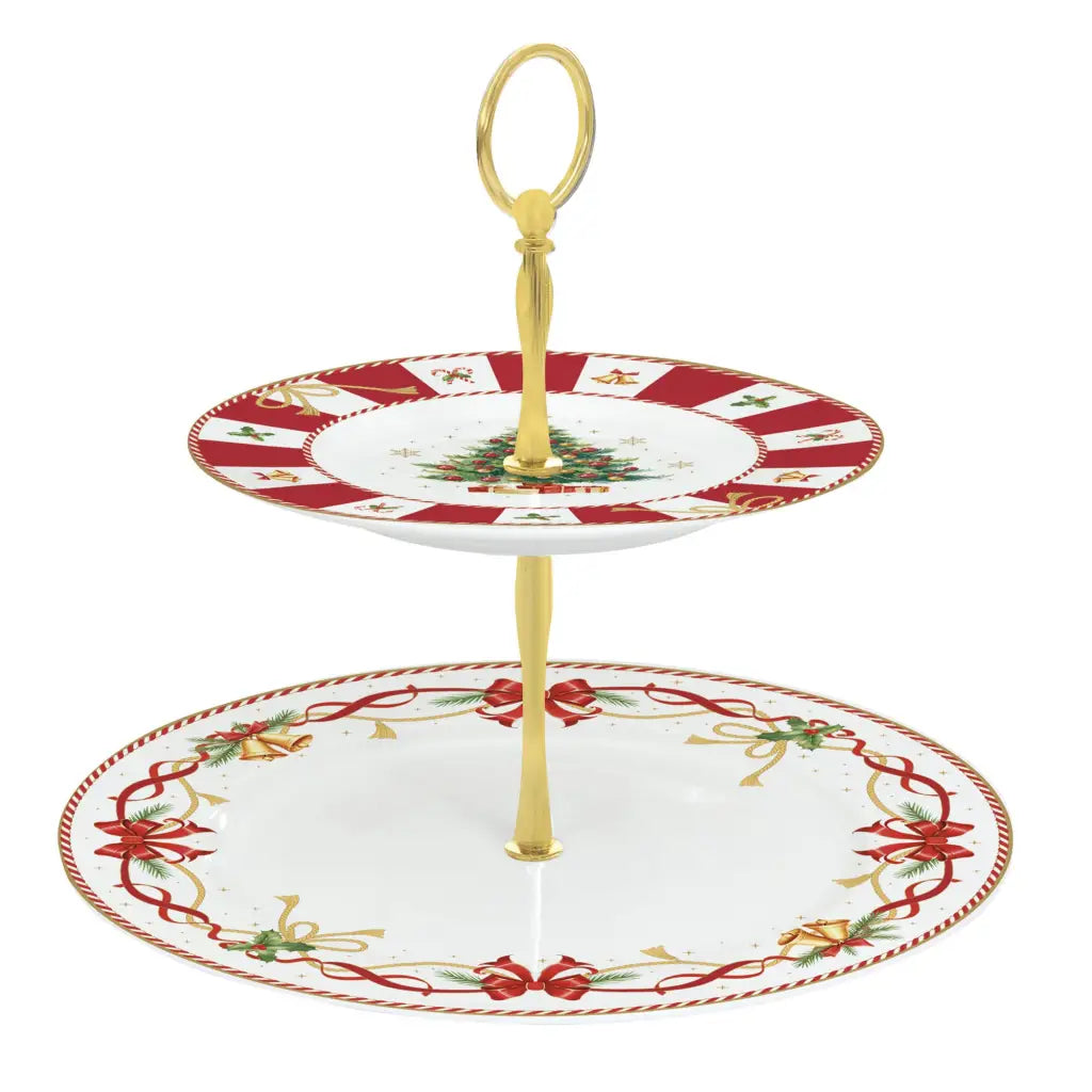 EASY LIFE | Alzata a 2 ripiani rotondi in porcellana