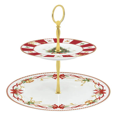 EASY LIFE | Alzata a 2 ripiani rotondi in porcellana