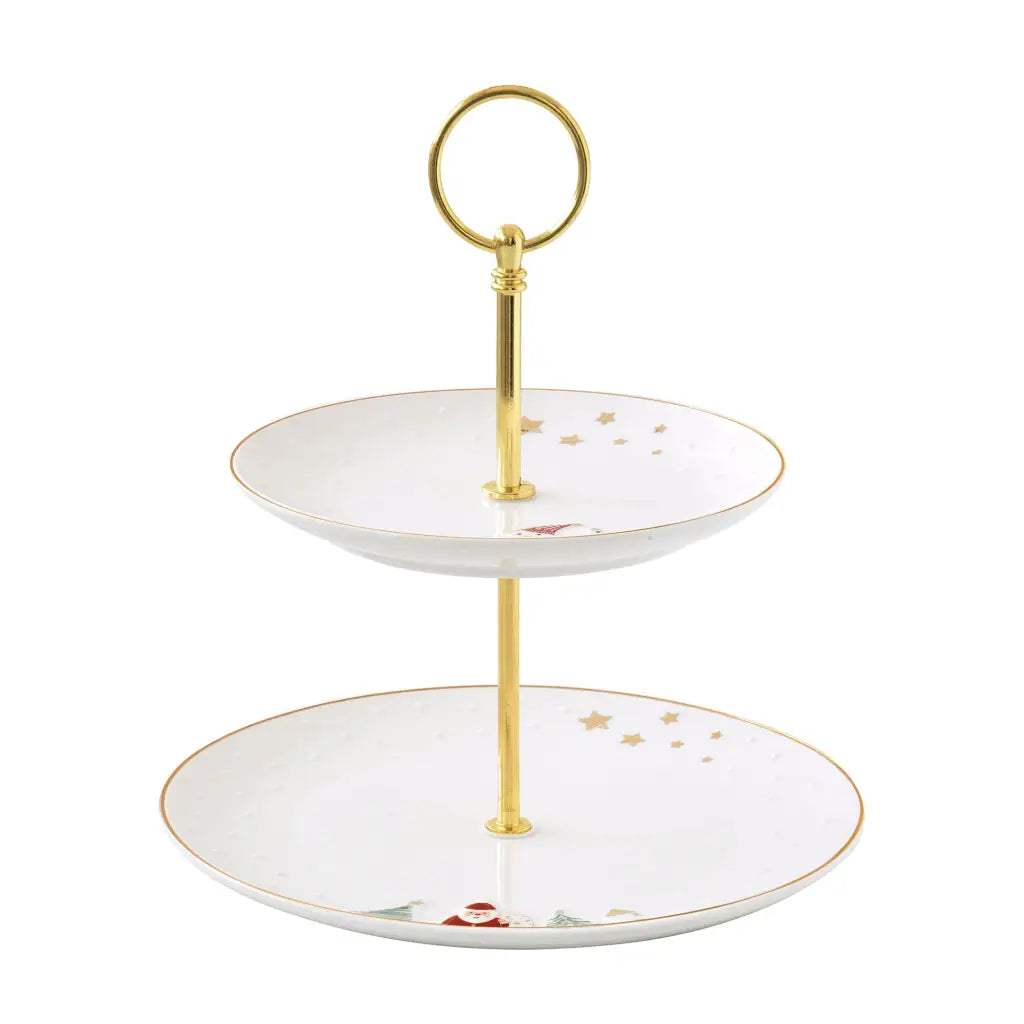 EASY LIFE | Alzata a 2 ripiani rotondi in porcellana Let it