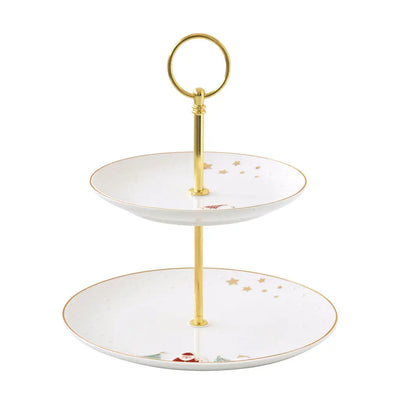 EASY LIFE | Alzata a 2 ripiani rotondi in porcellana Let it