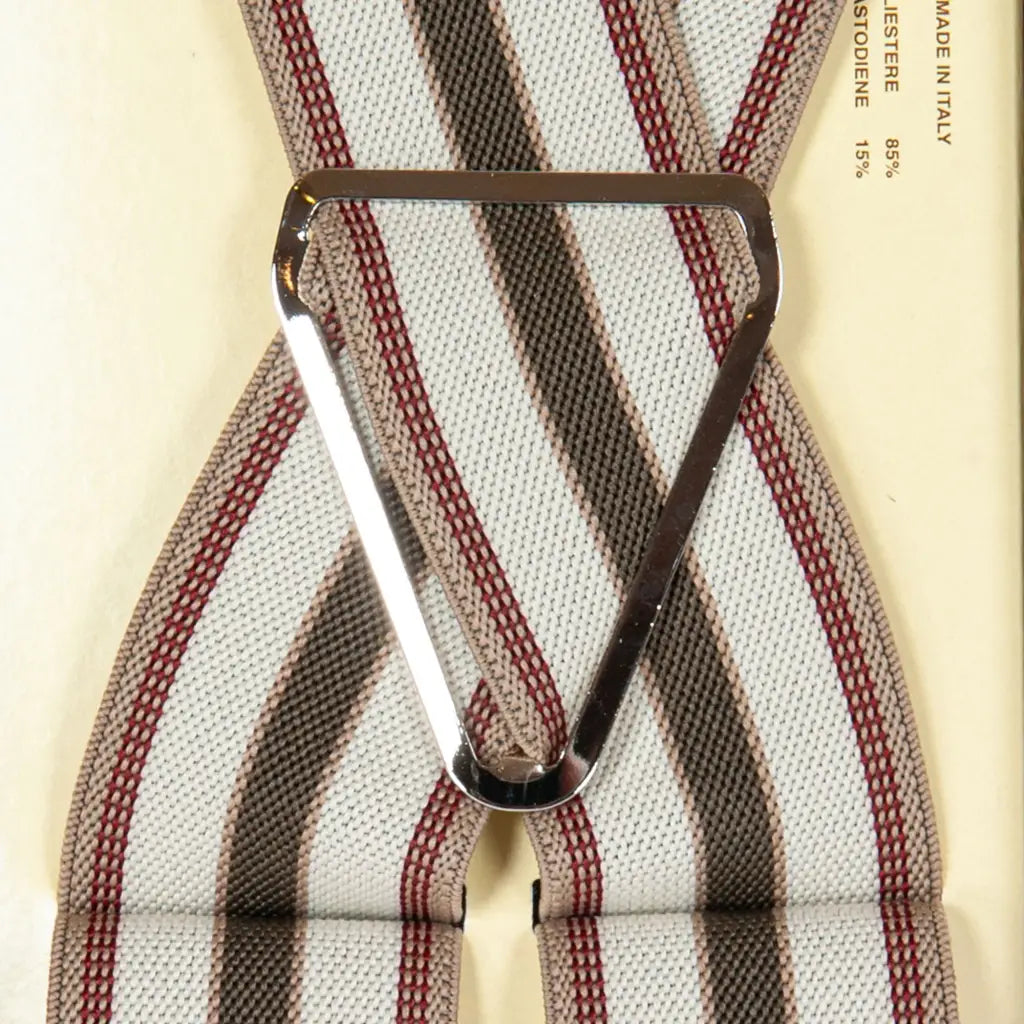 Bretelle Uomo Elastiche Con 4 Clip - Design Vintage A Righe, Forma A X