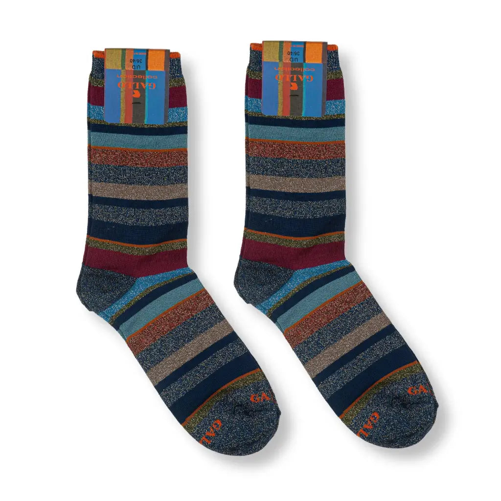 GALLO | Calzino donna corto in fantasia Righe Multicolor