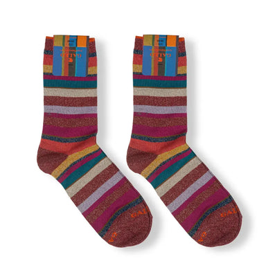 GALLO | Calzino donna corto in fantasia Righe Multicolor
