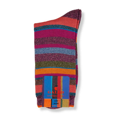GALLO | Calzino donna corto in fantasia Righe Multicolor