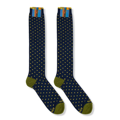 GALLO | Calzino lungo uomo in fantasia Pois in cotone legg