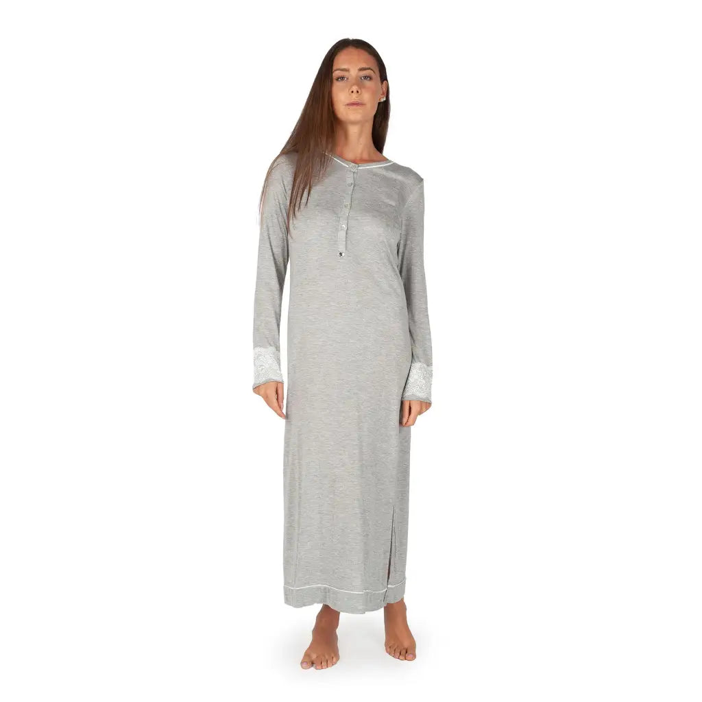 DESIGN - Vestito a trapezio sartoriale con scollo a V grigio DESIGN - Vestito a trapezio sartoriale con scollo a V grigio