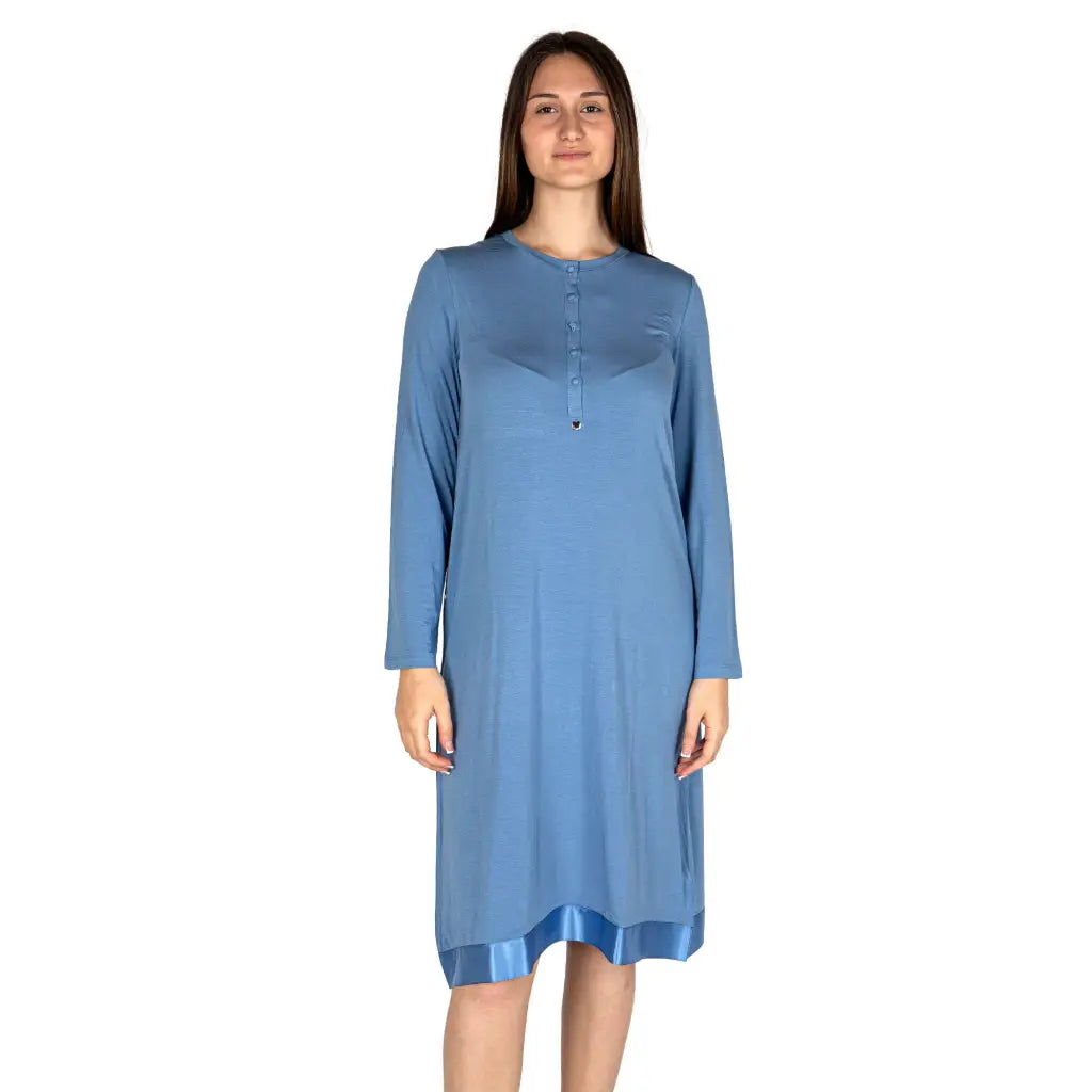 Camicia Da Notte Donna In Cotone Primaverile Semi Aperta Lunatica Art