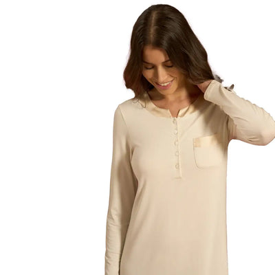 BISBIGLI | Camicia da notte donna a serafino a manica lunga