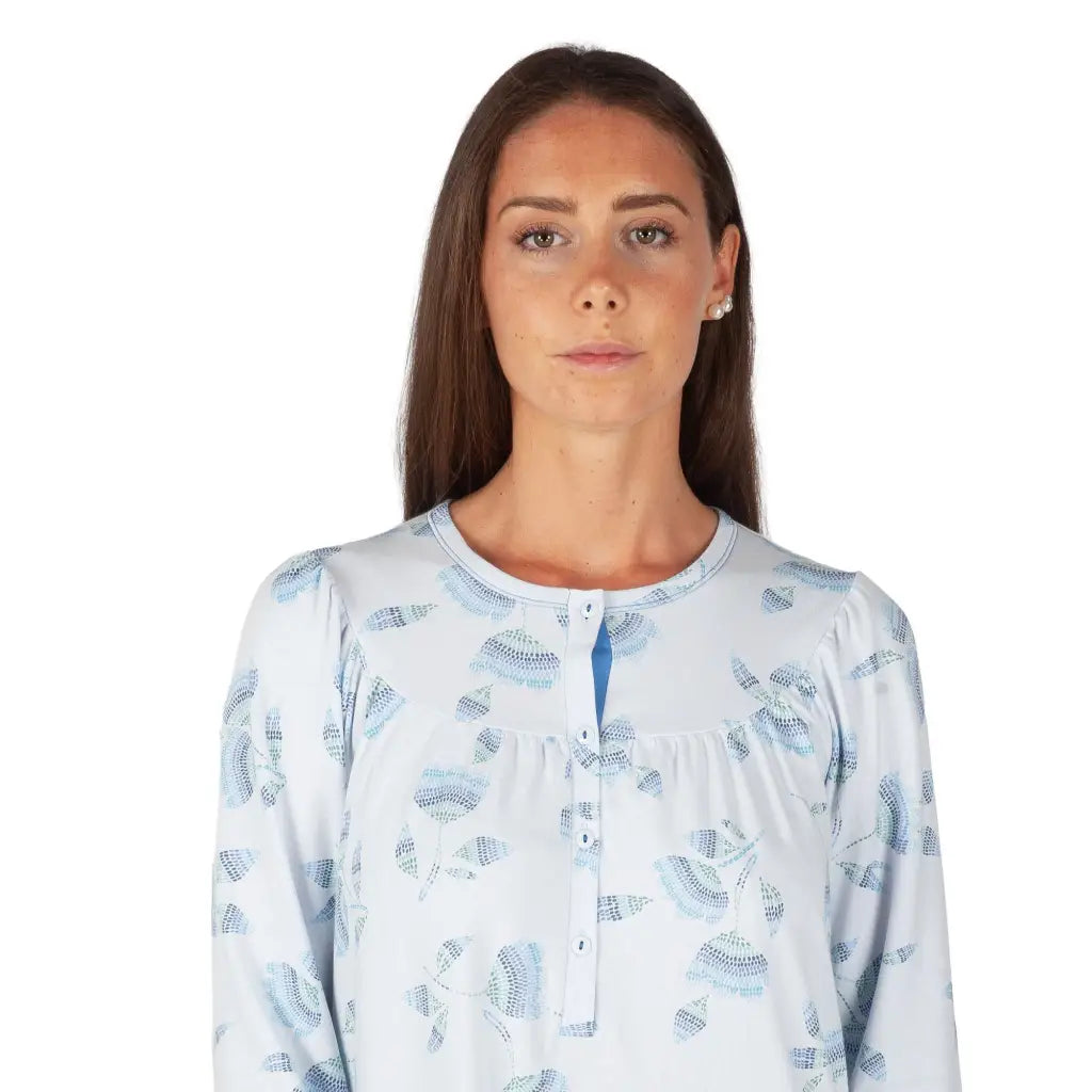 Camicia Da Notte Invernale Linclalor, Manica Lunga, Raglan, Interlock, Con Disegno Floreale, Calda E Comoda