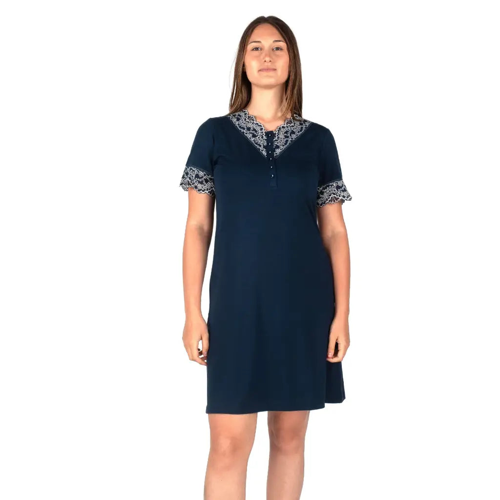 BISBIGLI | CAMICIA DA NOTTE SERAFINO MEZZA MANICA IN MODAL