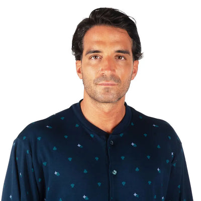 MARIOTTI LAB | Camicia da notte uomo a serafino a manica