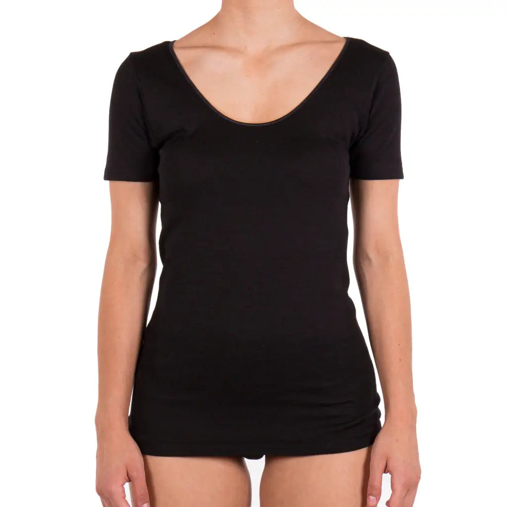 Maglia mezza manica corta da donna lana e cotone bordo liscio Nottingham TM15W Maglia mezza manica corta da donna lana e cotone bordo liscio Nottingham TM15W