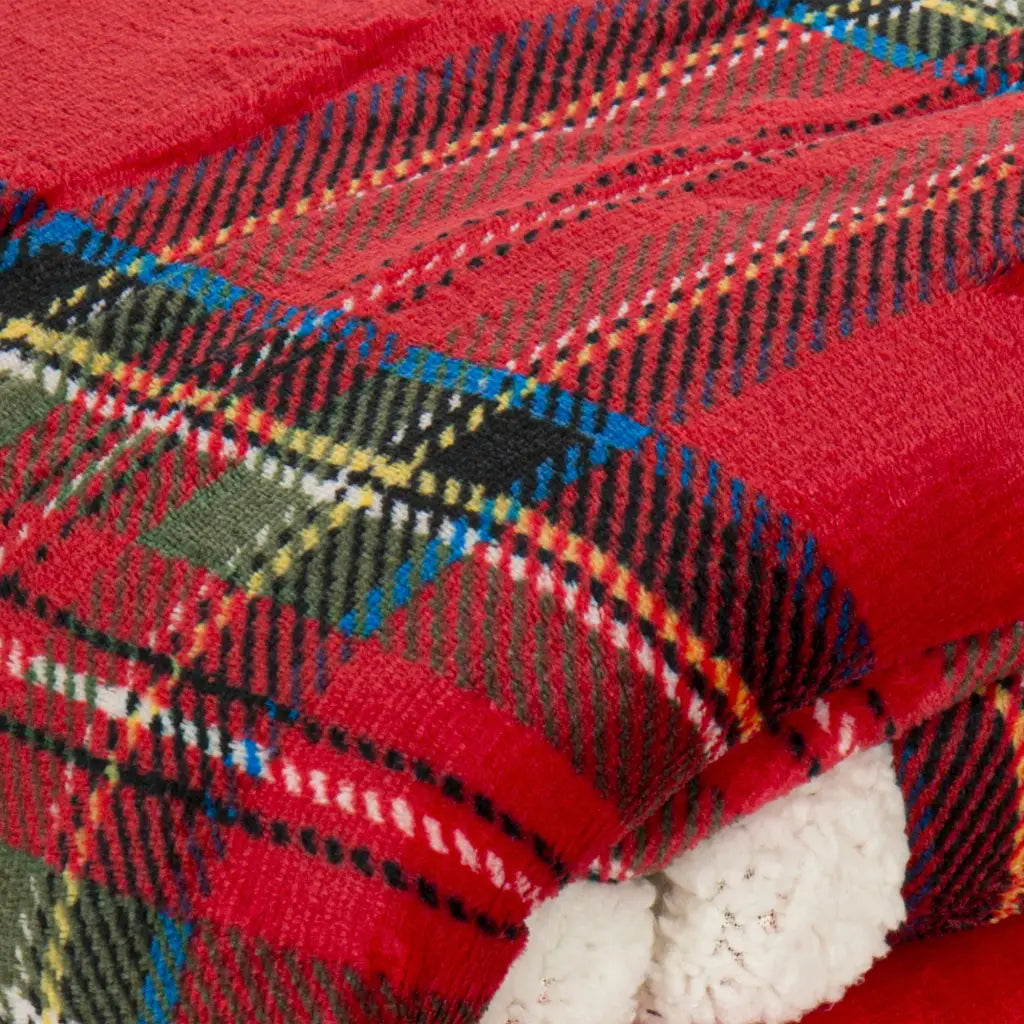 DAUNEX | Coperta plaid in fantasia Tartan con pelliccia