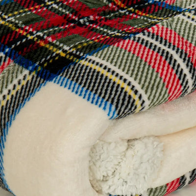 DAUNEX | Coperta plaid in fantasia Tartan con pelliccia