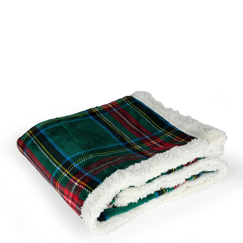 DAUNEX | Coperta plaid in fantasia Tartan con pelliccia