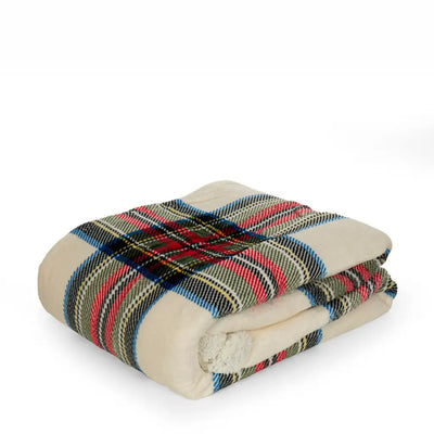 DAUNEX | Coperta plaid in fantasia Tartan con pelliccia