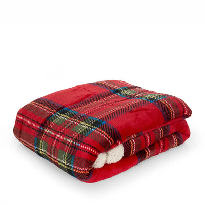 DAUNEX | Coperta plaid in fantasia Tartan con pelliccia