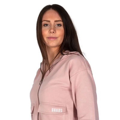 GRABS | Felpa cropped donna con zip e cappuccio e tasconi