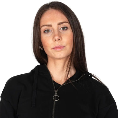 GRABS | Felpa cropped donna con zip e cappuccio e tasconi