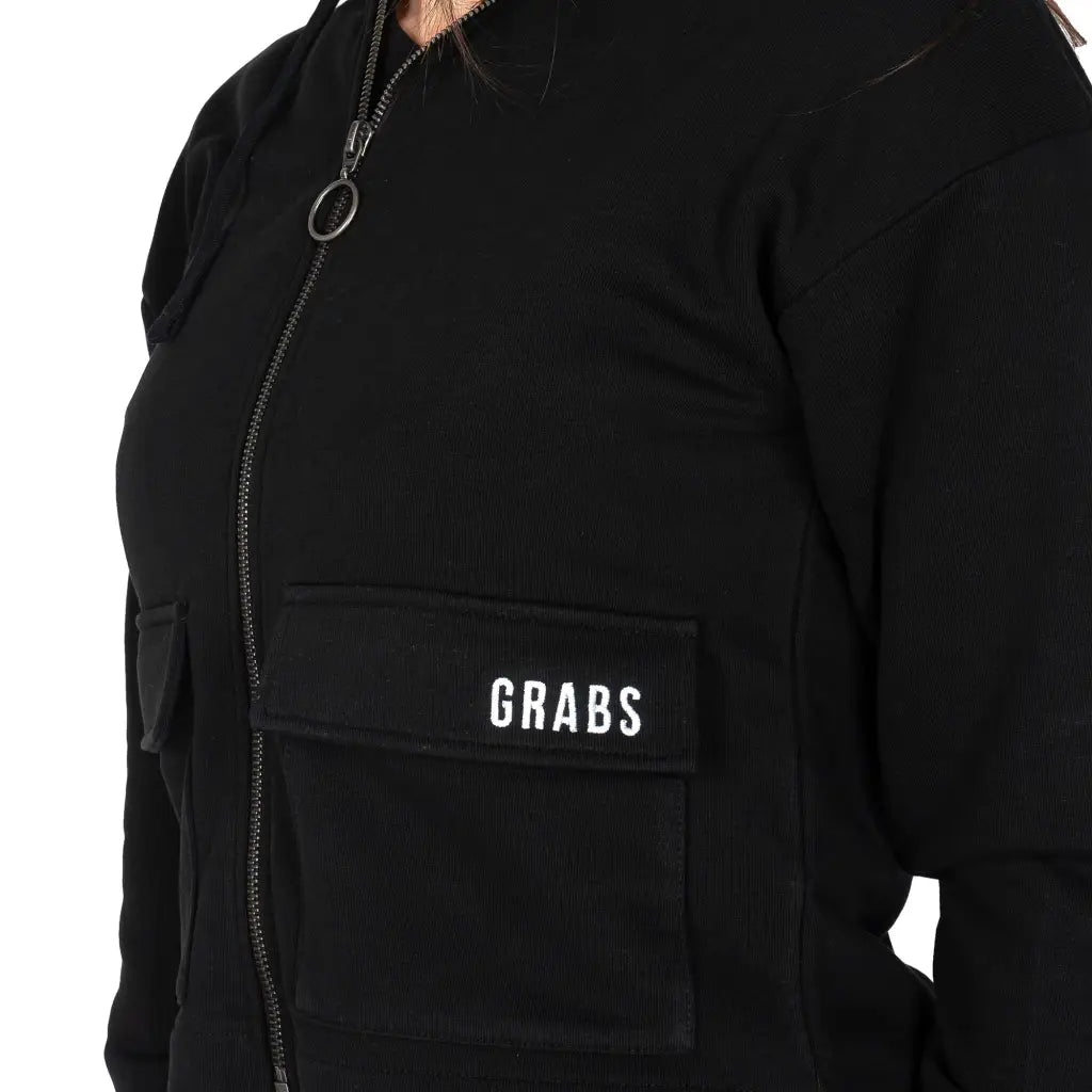 GRABS | Felpa cropped donna con zip e cappuccio e tasconi