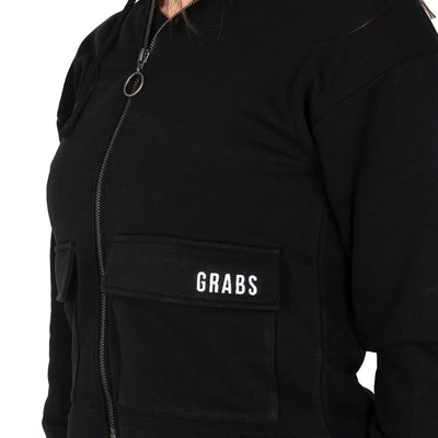 GRABS | Felpa cropped donna con zip e cappuccio e tasconi