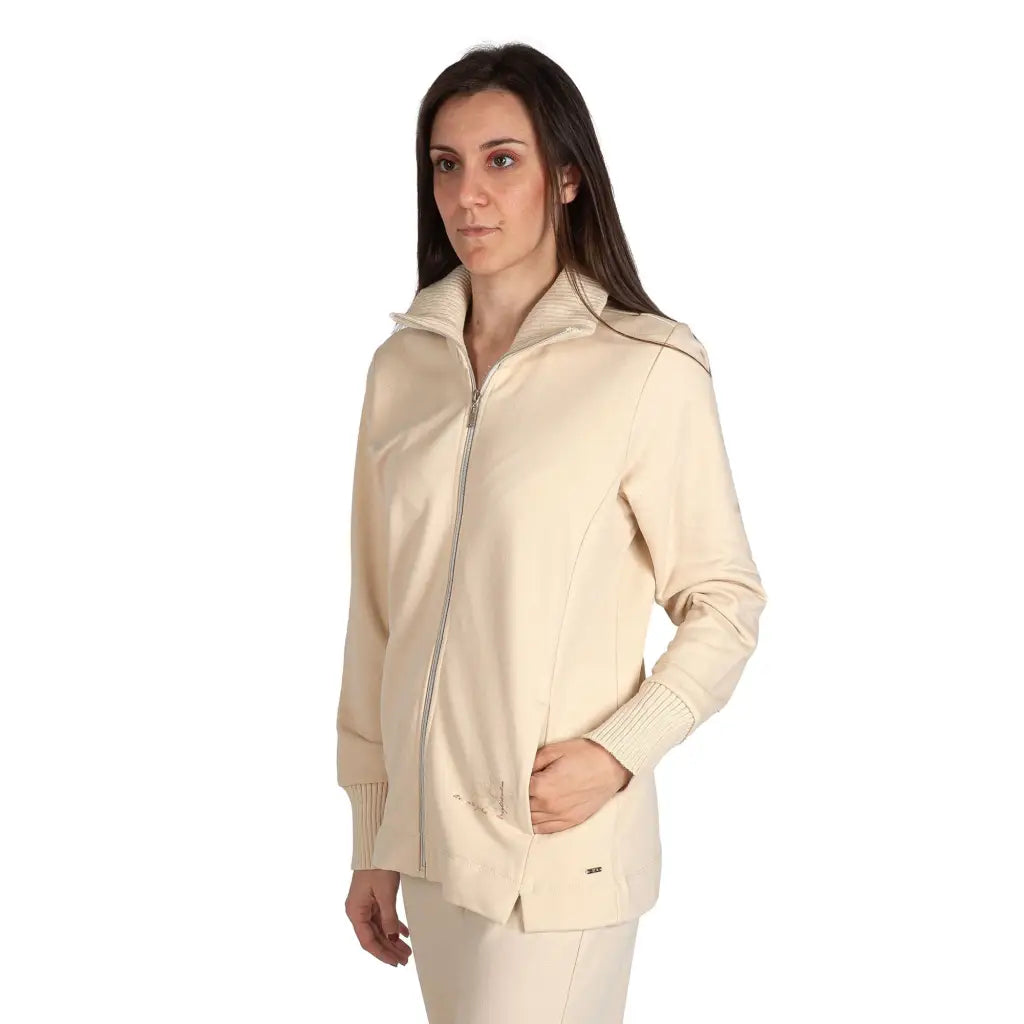 Felpa donna con zip senza cappuccio Natural Feeling Fratelli Campagnolo