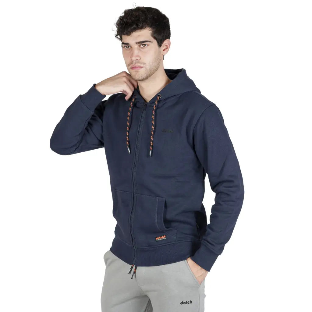 DATCH | Felpa uomo con cappuccio e zip in cotone felpato
