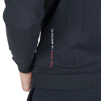 U.S. POLO ASSN. | Felpa uomo con zip e cappuccio in tessuto