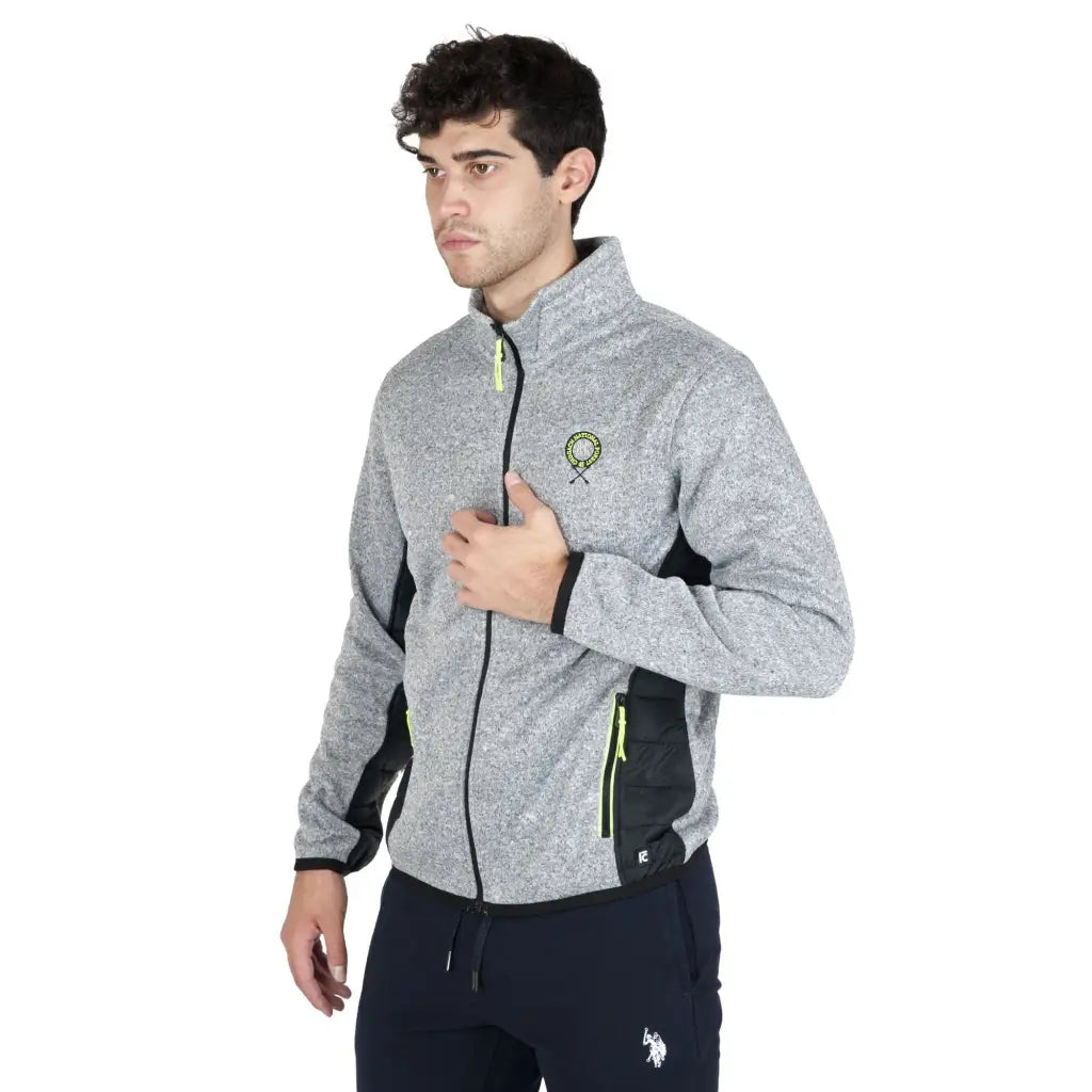 Felpa uomo con zip con inserti in tessuto tecnico
