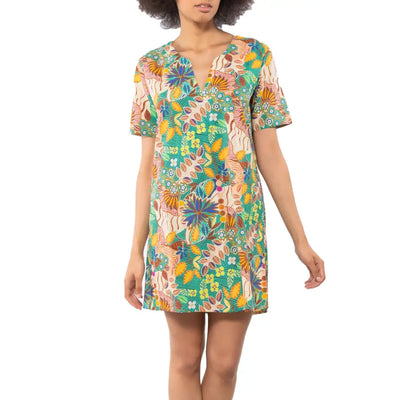 VERDISSIMA | Kaftano donna a mezza manica Modern Jungle