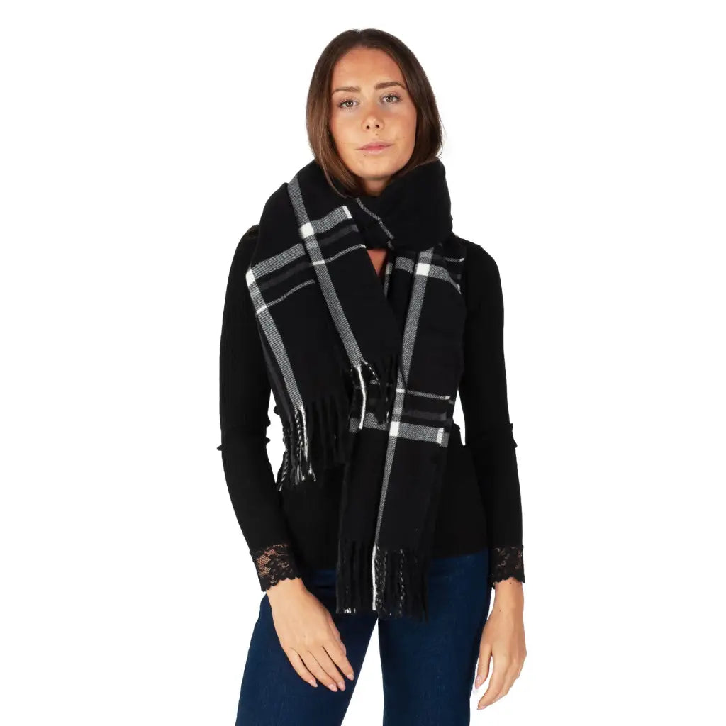 MARYPLAID - MARYHOME | Maxi sciarpa effetto lana con frange