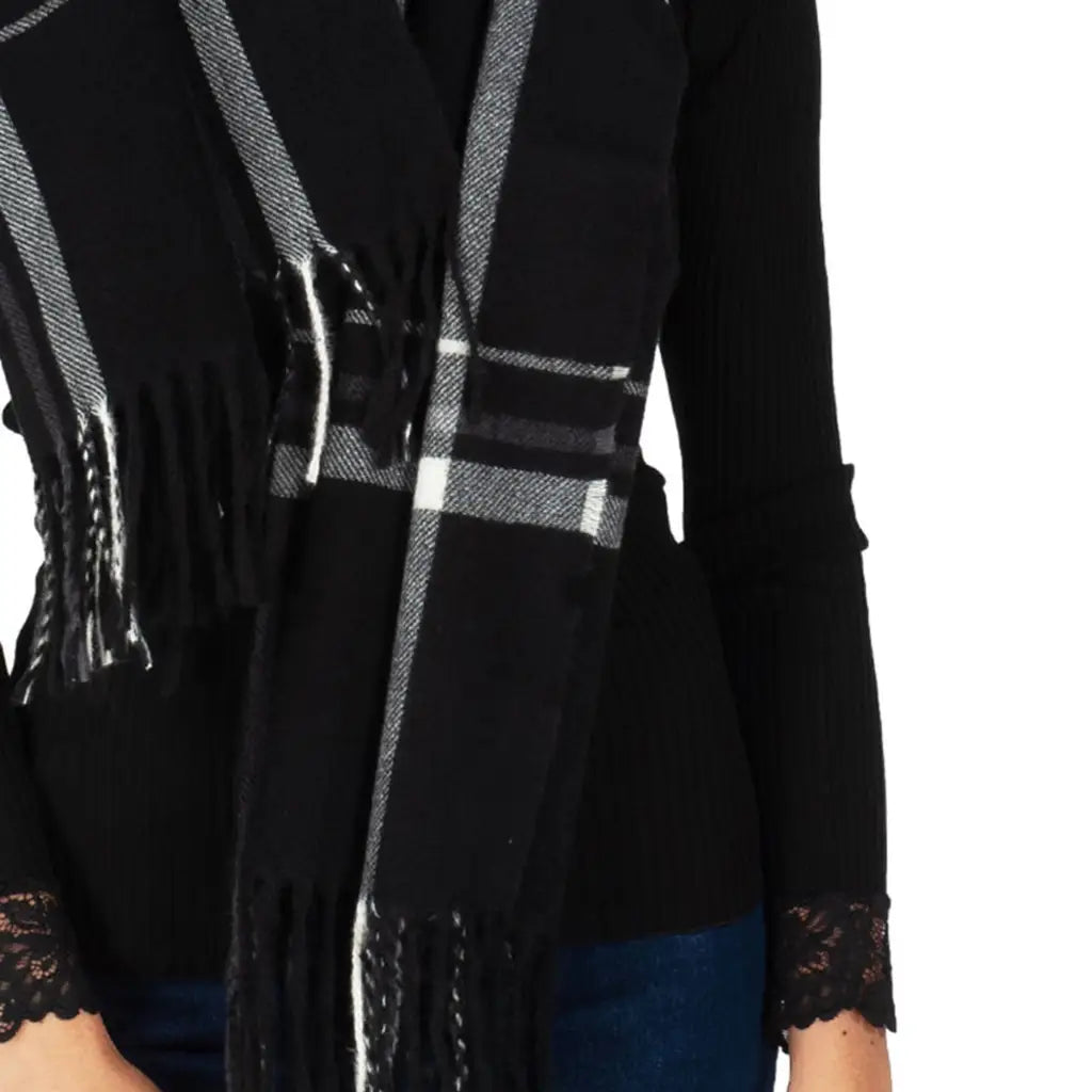 MARYPLAID - MARYHOME | Maxi sciarpa effetto lana con frange