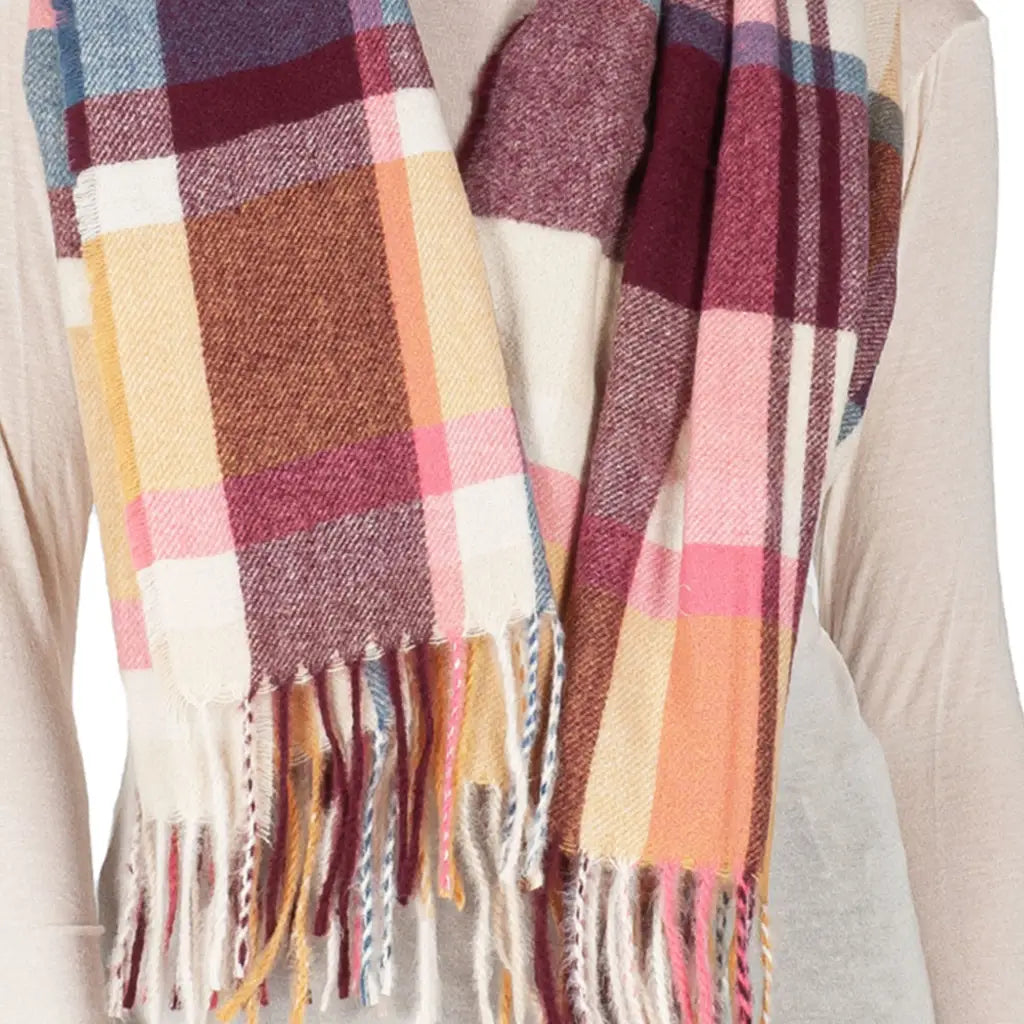 MARYPLAID - MARYHOME | Maxi sciarpa effetto lana con frange