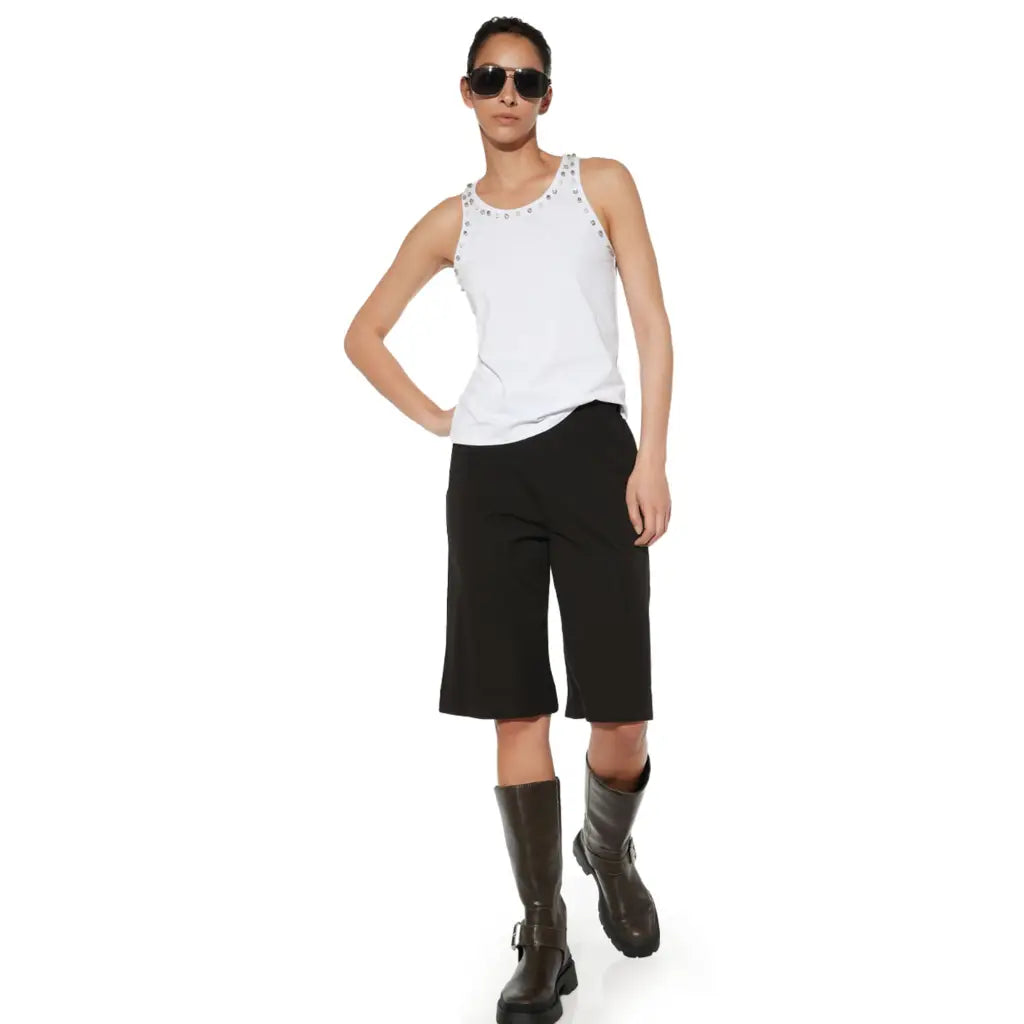 VERDISSIMA | Pantalone bermuda in viscosa elasticizzata