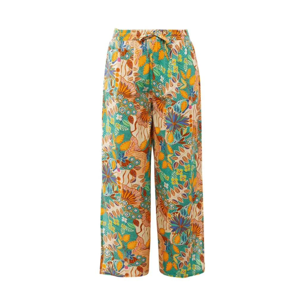 VERDISSIMA | Pantalone donna lungo ampio con spacchi