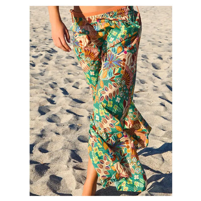 VERDISSIMA | Pantalone donna lungo ampio con spacchi