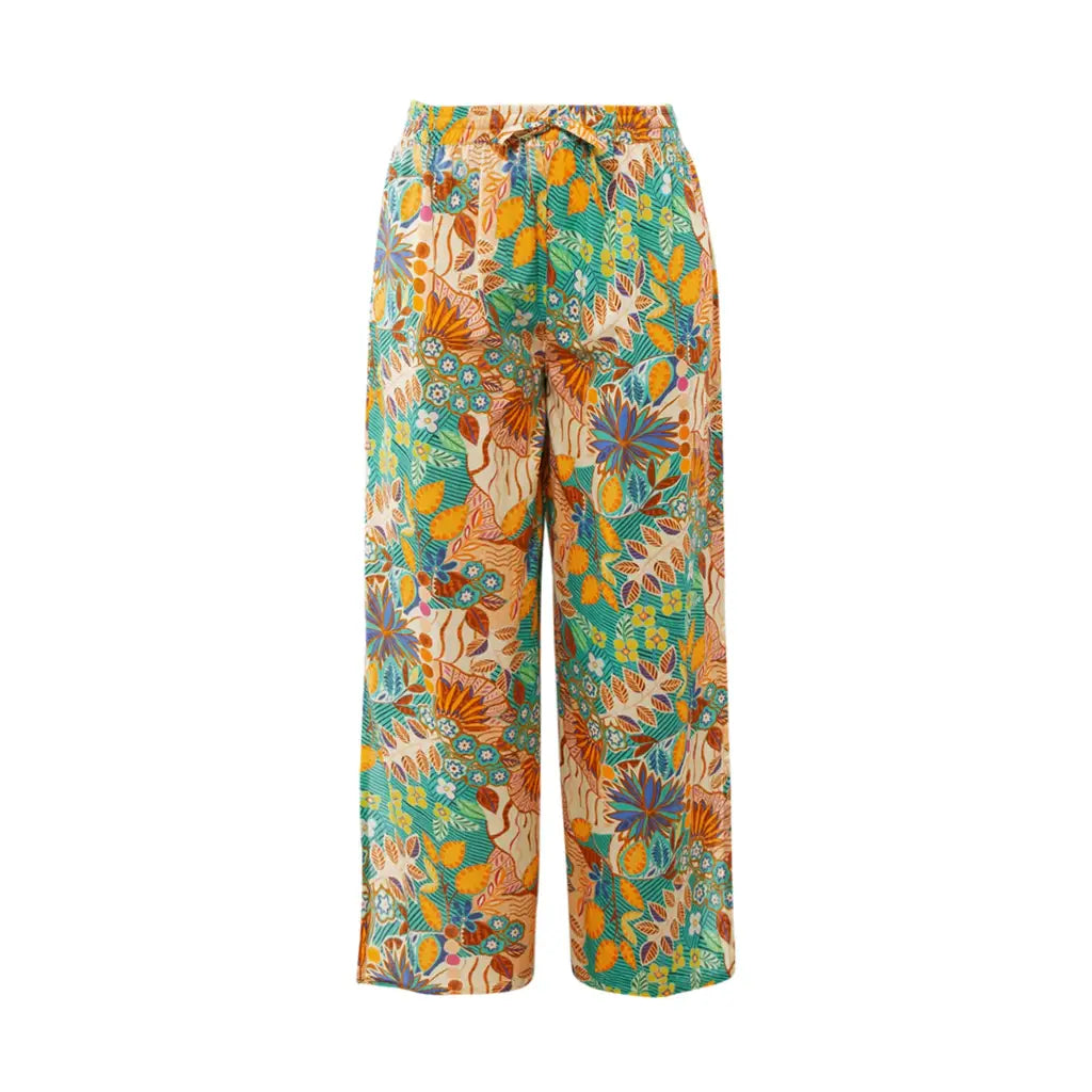 VERDISSIMA | Pantalone donna lungo ampio con spacchi