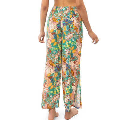 VERDISSIMA | Pantalone donna lungo ampio con spacchi
