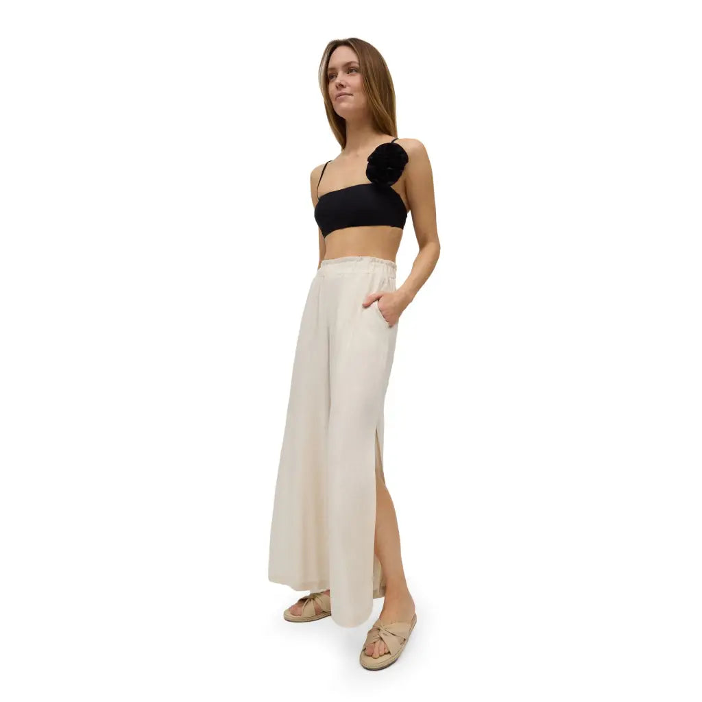 YSABEL MORA | Pantalone lungo ampio con spacchi laterali