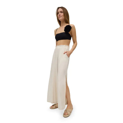 YSABEL MORA | Pantalone lungo ampio con spacchi laterali