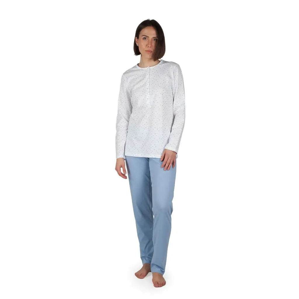 Linclalor Pigiama Invernale Cotone Interlock Grigio - Stampa Cuoricini - Taglia 46