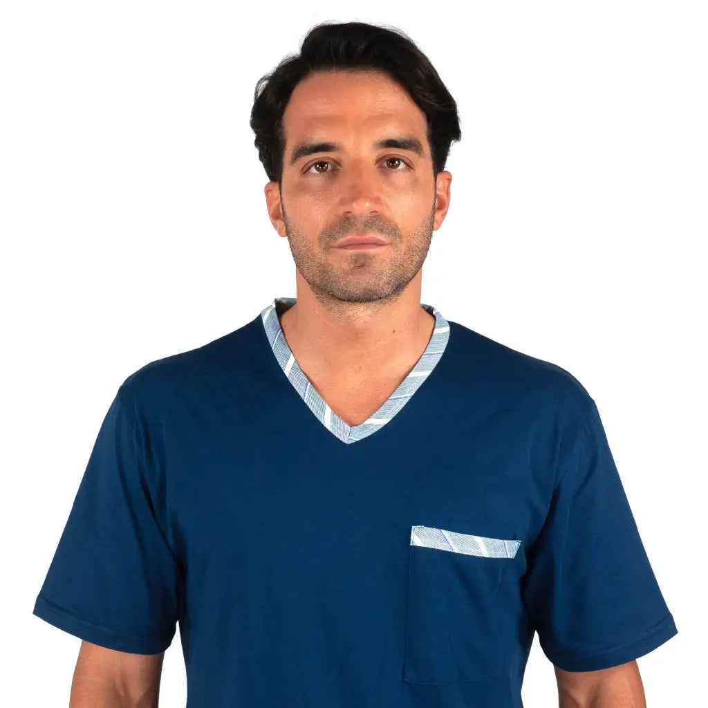 MARIOTTI LAB | Pigiama uomo con scollo a V a mezza manica
